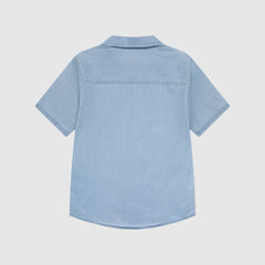 Short Sleeve Woven Shirt Big Boys 8-20 - Avalon - Light Wash