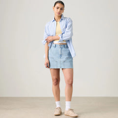 Harlie Boyfriend Button Down Shirt - Amari Stripe Chambra - Blue