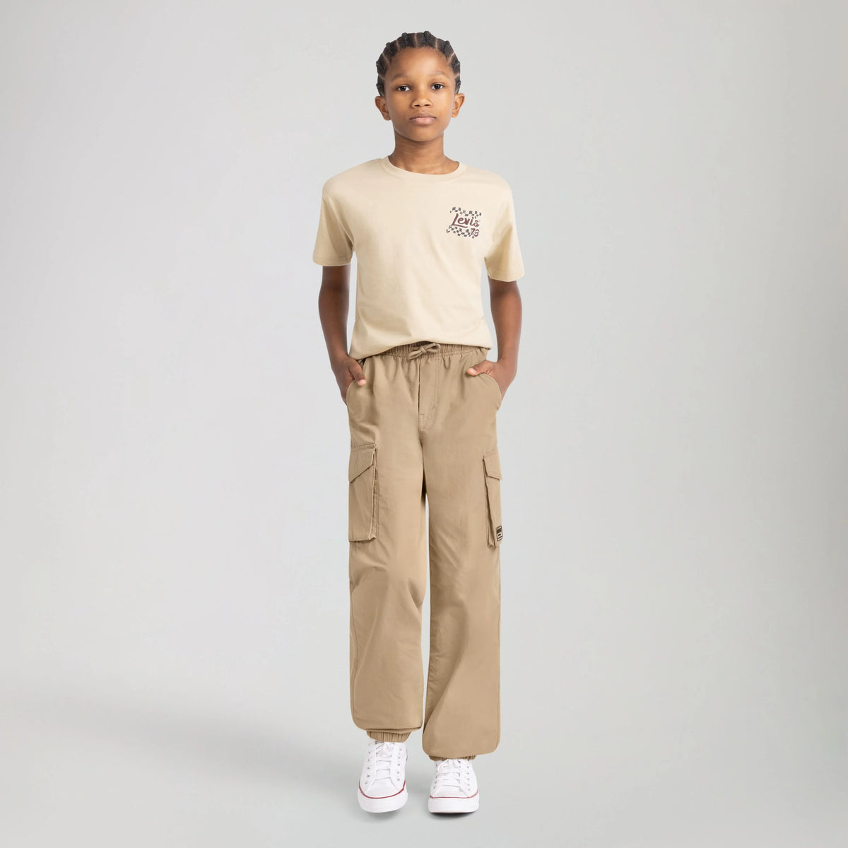 Baggy Cargo Joggers Big Boys 8-20 - Harvest Gold - Beige