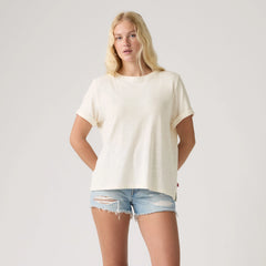 Julie Slub Short-Sleeve Tee - Egret - White
