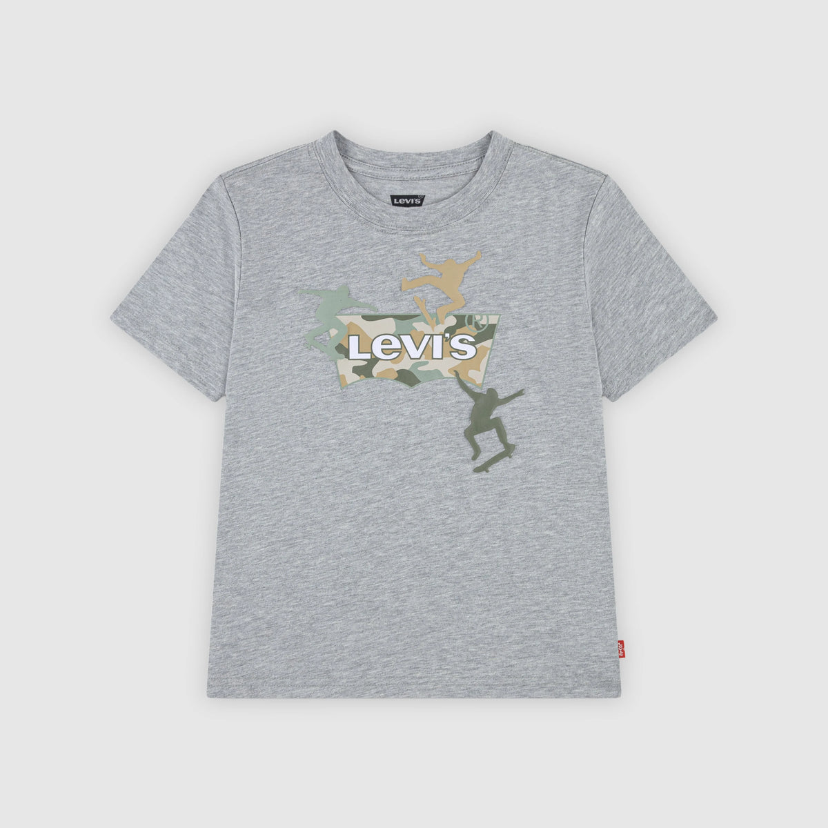 Short Sleeve Skate Camo Batwing Graphic Tee Little Boys 4-7 - Heather Grey