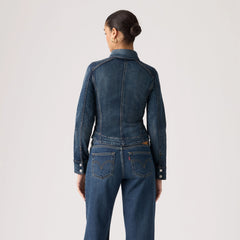 Stretch Fitted Trucker Jacket - Parallel Life Trucke - Dark Wash