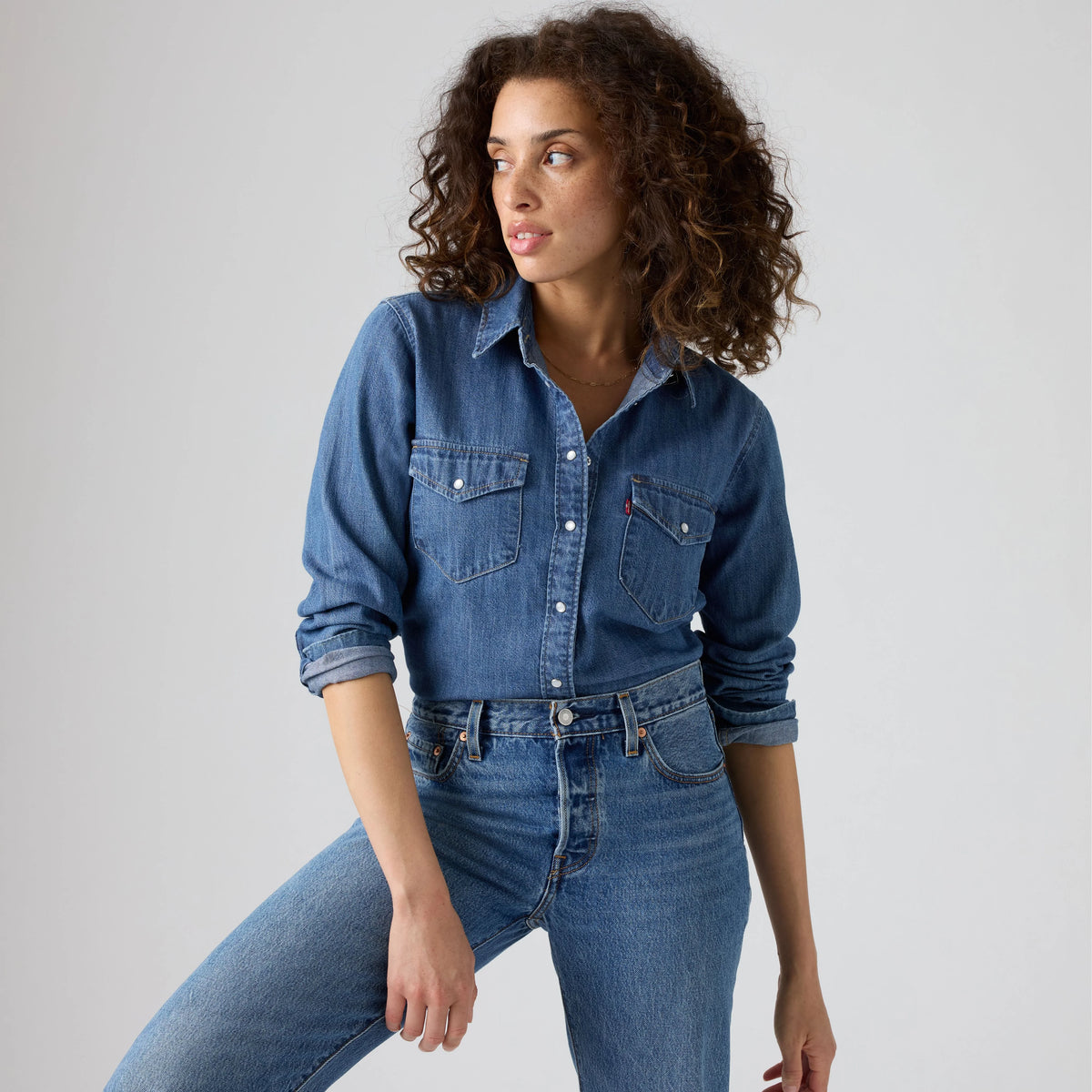 Iconic Western Denim Shirt - Going Steady - Medium Wash