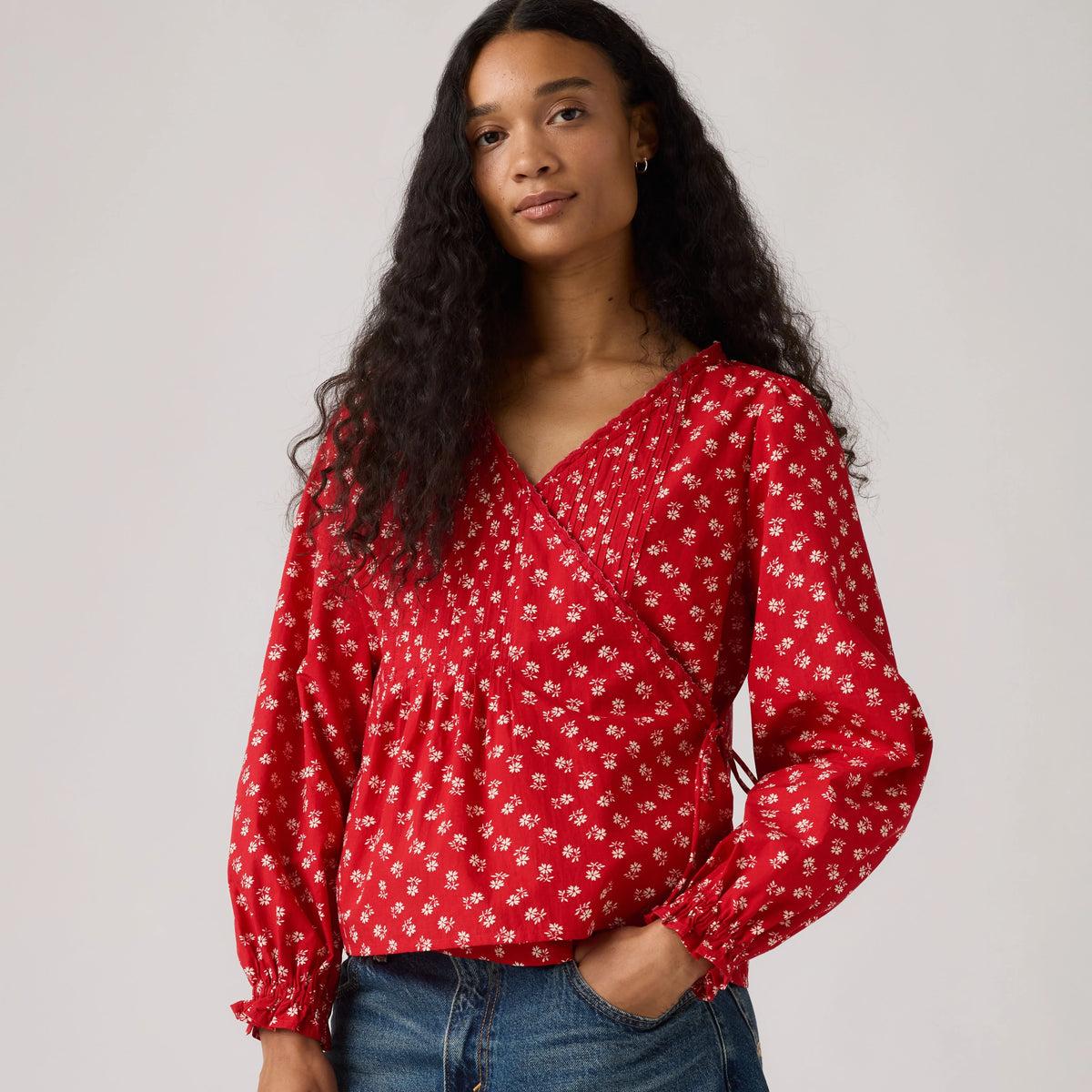 Soleil Wrap Blouse - Angela Daisy Urban R - Red