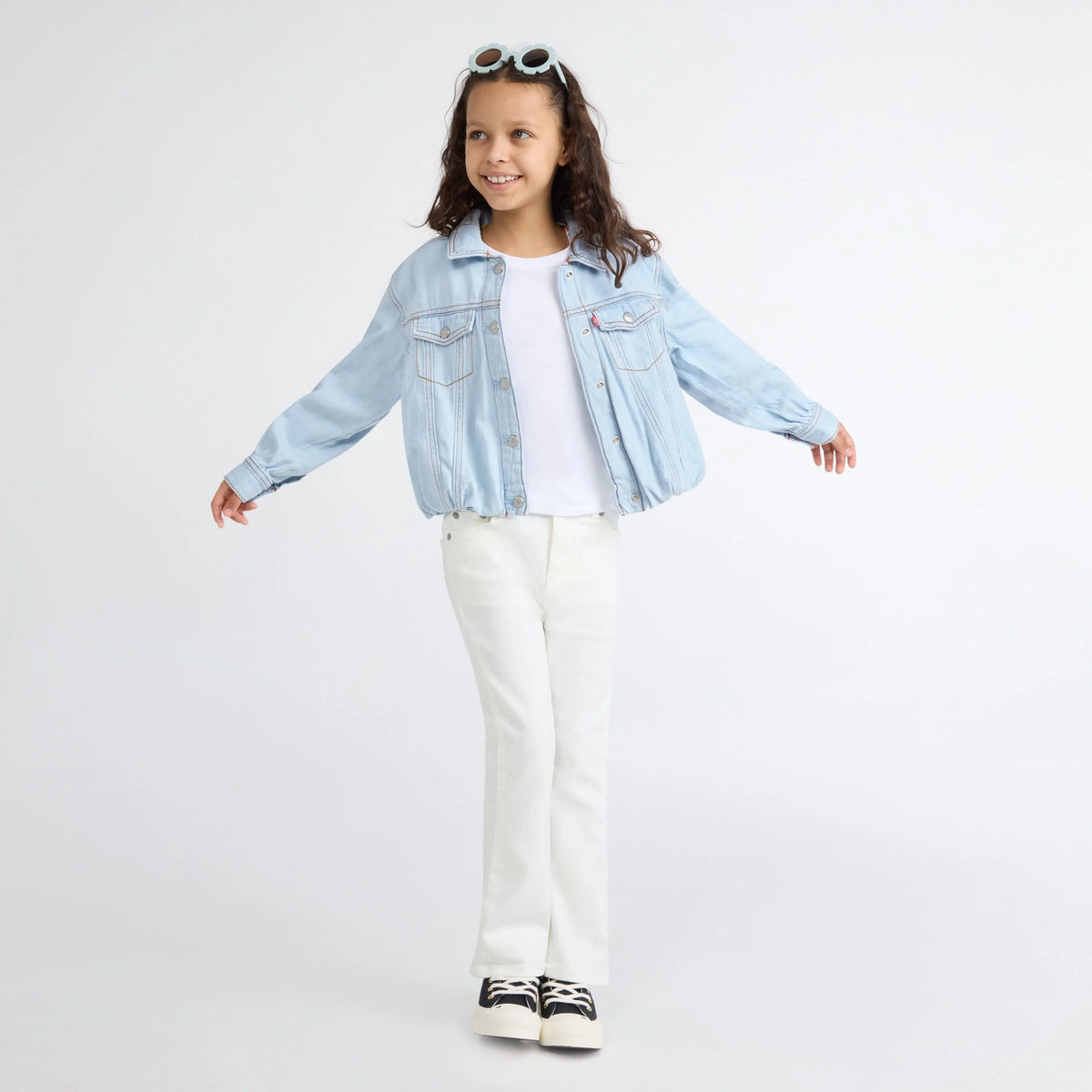 Bubble Denim Trucker Jacket Little Girls 4-6 - Wow Me Over - Light Wash