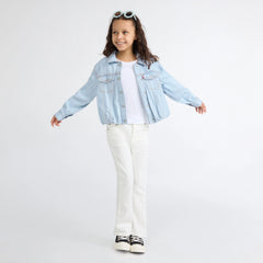 Bubble Denim Trucker Jacket Little Girls 4-6 - Wow Me Over - Light Wash