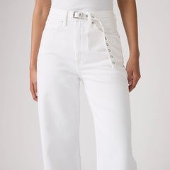 Ribcage Wide-Leg Belted Women's Jeans - Tooth Fairy - White