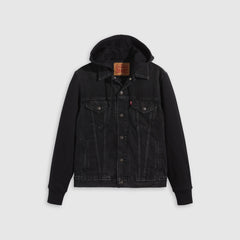 Hybrid Hoodie Trucker Jacket - Built to Last - Black