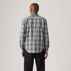 Sunset One Pocket Standard Fit Poplin Shirt - Jenil Plaid Dress Blues Poplin - Multi-Color