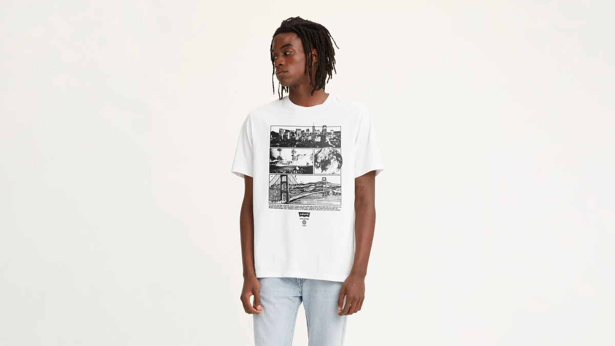 Relaxed Fit Short Sleeve Graphic T-Shirt - Worldwide White