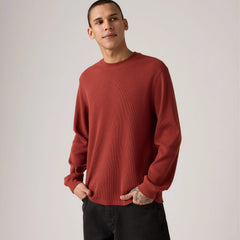 Long-Sleeve Standard Fit Thermal Shirt - Russet Brown - Red