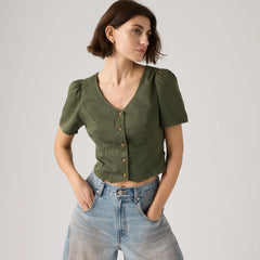 Moxie Slim Blouse - Deep Depths Gd 2 - Green