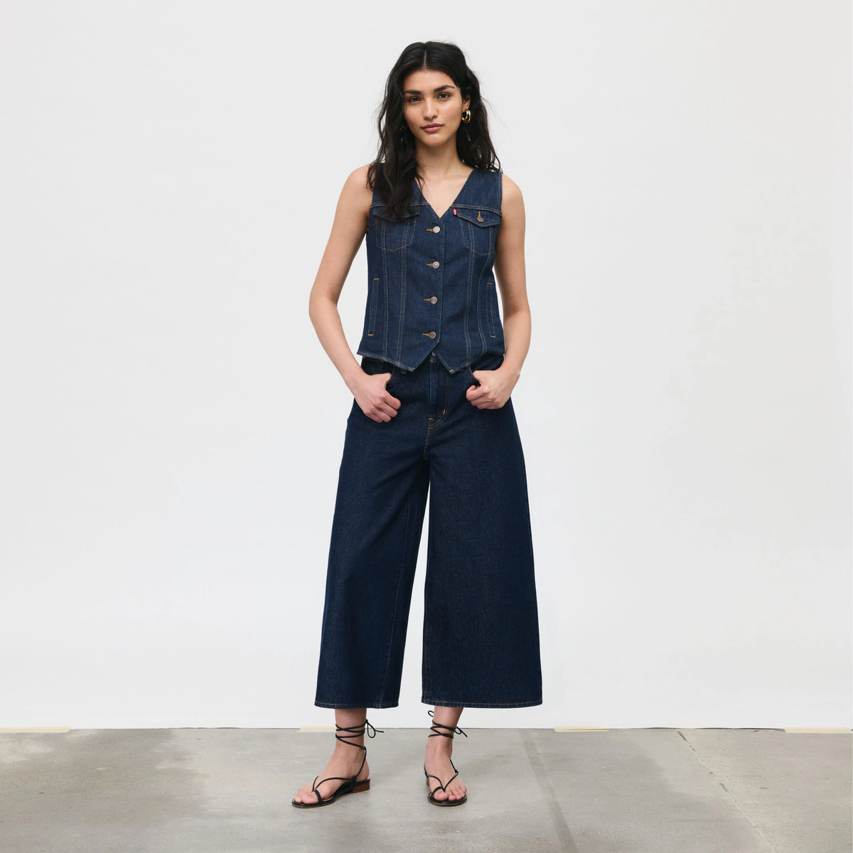 XL Culotte Women's Jeans - Shaded View - Dark Wash