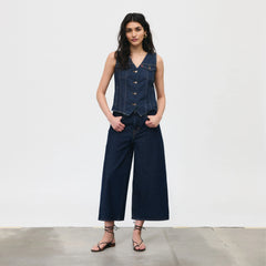 XL Culotte Women's Jeans - Shaded View - Dark Wash
