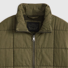 Box Quilted Relaxed Cotton Jacket - Olive Night - Green
