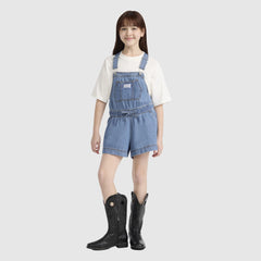 Waist Tie Shortalls Big Girls 7-16 - Drew Me In - Medium Wash