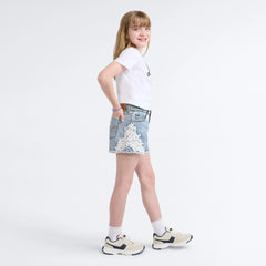 Printed A Line Denim Short Big Girls 7-16 - This and That  - Light Wash
