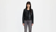 Faux Leather Moto Jacket - Black