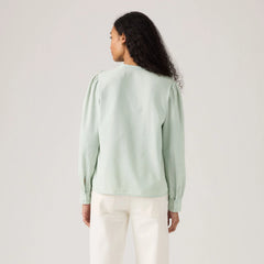 Jane Eyelet Blouse - Blue Light Chambray - Medium Wash