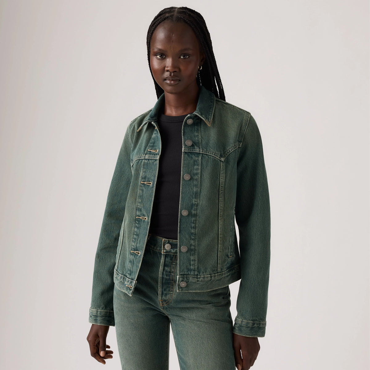 Tipped Original Trucker Jacket - Verdant Ventures - Medium Wash