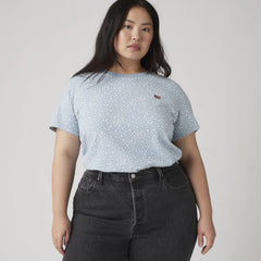 Perfect T-Shirt (Plus Size) - Scattered Floral Dus - Blue