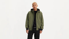Soft Shell Hoodie Bomber Jacket - Thyme - Green