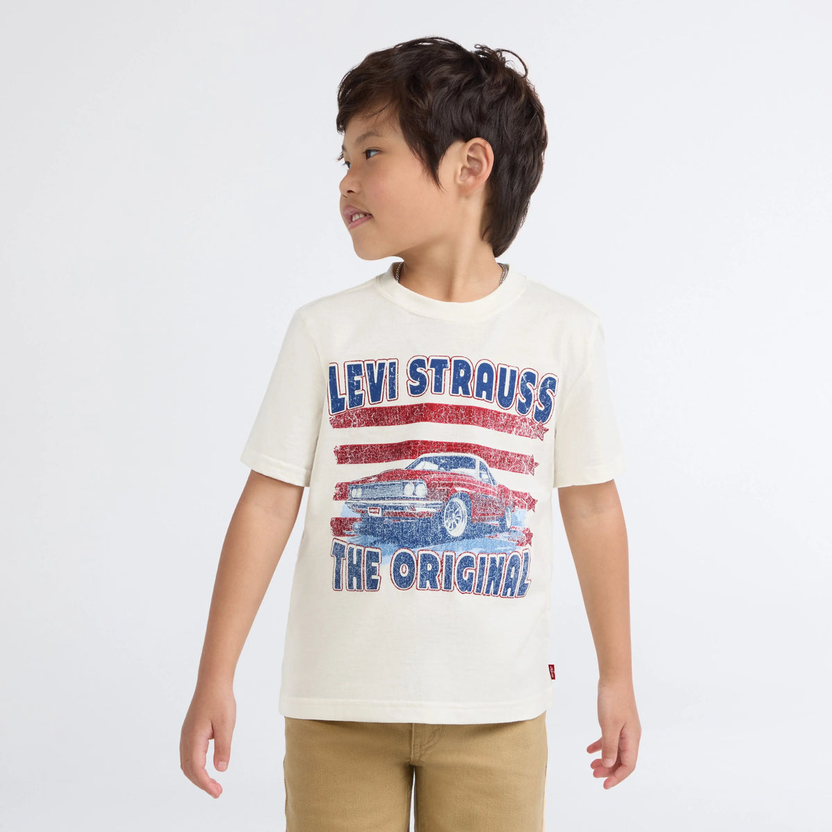 Short Sleeve American Muscle Graphic Tee Little Boys 4-7 - Levi's Egret - White