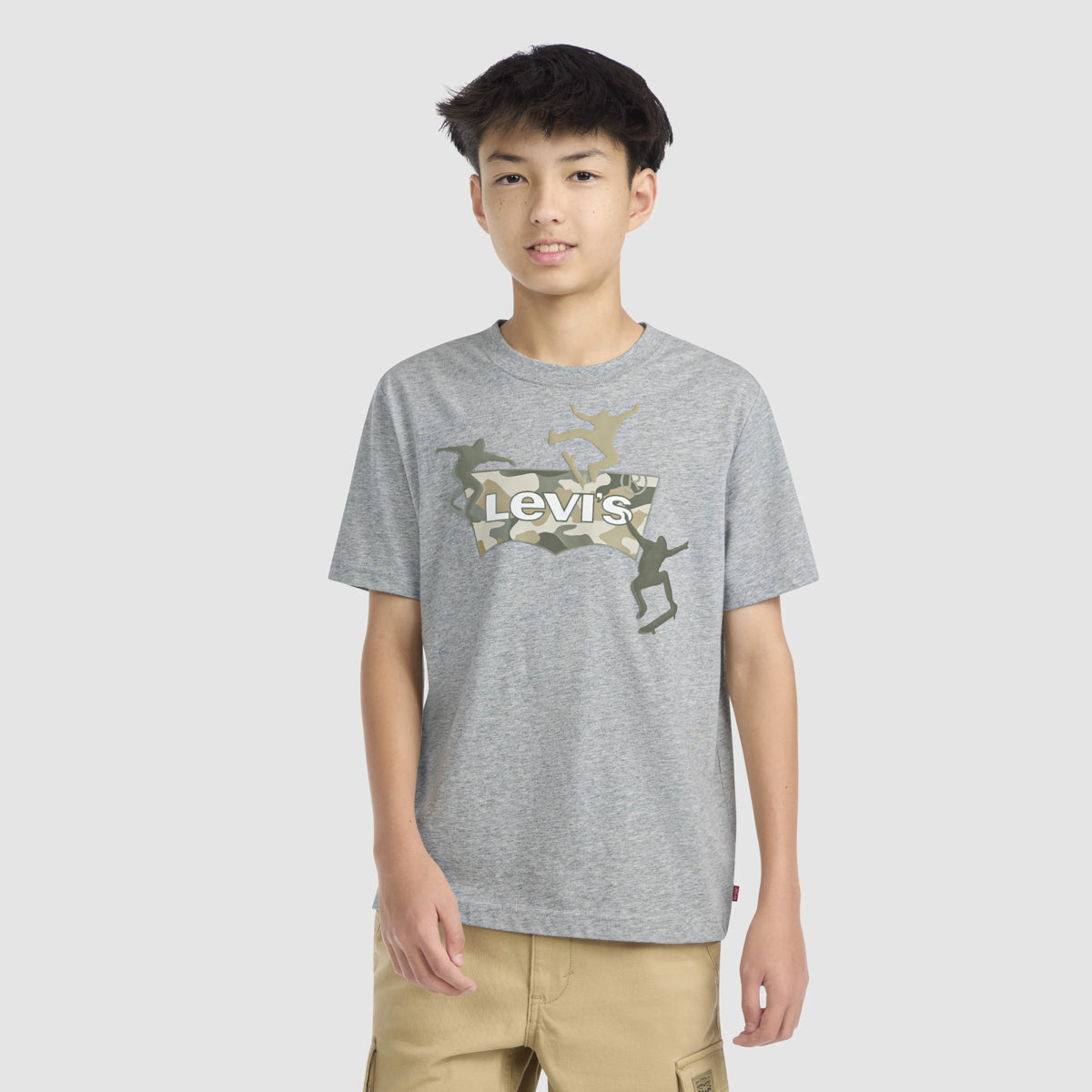 Short Sleeve Skate Camo Batwing Graphic Tee Big Boys 8-20 - Heather Grey