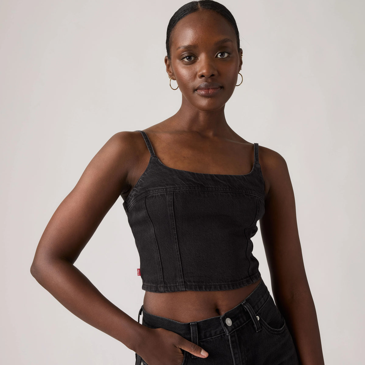 Jadine Denim Cami Tank Top - First Or Last Top - Black