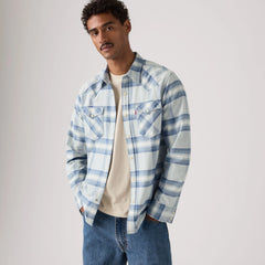 Classic Western Standard Fit Shirt - Aldo Plaid Allure Twill - Blue