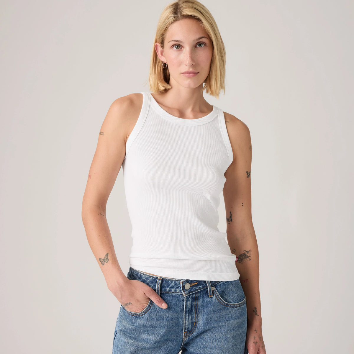 Essential Racer Tank Top - White