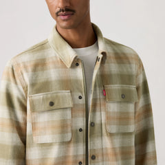 Lightweight Plaid Overshirt - Moss Ombre - Green