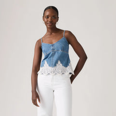 90s Women's Denim Cami Top - Slipped My Mind - Medium Wash