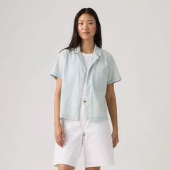 Albie Camp Shirt - Honestly Happy - Medium Wash