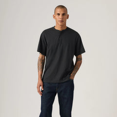 Ventura Short-Sleeve Henley - Jet Black - Black
