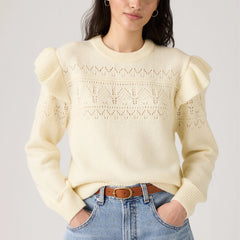 Shane Flutter Sleeve Sweater - Tofu - White