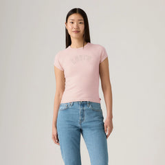 Graphic Riley Raglan T-Shirt - Pearl Embellished Le - Pink