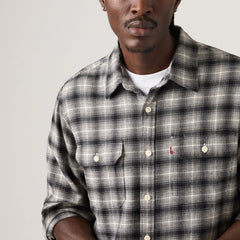 Jackson Worker Overshirt - Kana Plaid Jet Black - Black