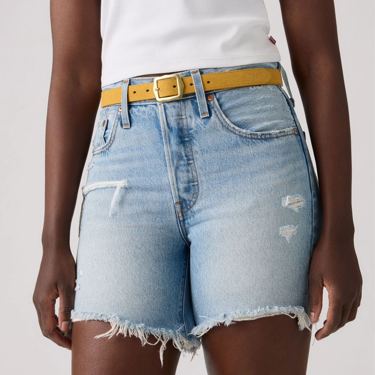 Lux Leather Belt - Raffia - Yellow