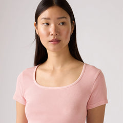 Essential Square Neck Tee - Peachskin - Pink