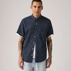 Short-Sleeve Classic One Pocket Standard Fit Shirt - Kieran Geo Print Navy Blazer - Blue