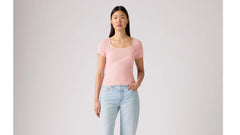 Essential Square Neck Tee - Peachskin - Pink