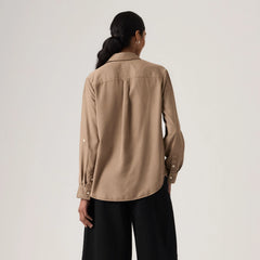 Elaine Utility Button Up Shirt - Garment Dye Pine Bark - Brown