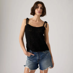Abbey Tie-Shoulder Sweater Tank Top - Anthracite Night - Black
