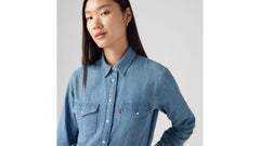 Iconic Western Linen+ Denim Shirt - Play Break - Medium Wash