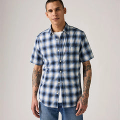 Short-Sleeve Classic One Pocket Standard Fit Shirt - Sydney Plaid Quiet Harbor - Blue