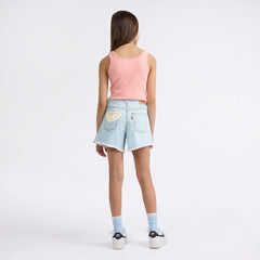 Big Girls Crochet A Line Denim Shorts - Medium Wash
