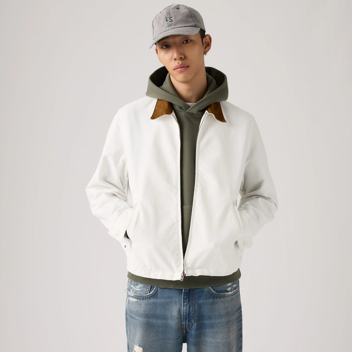 Castro Mechanics Full-Zip Lightweight Canvas Jacket - Coconut Milk - White