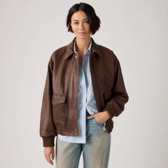 Genuine Leather Kennedy Dad Jacket - Vintage Brown - Brown