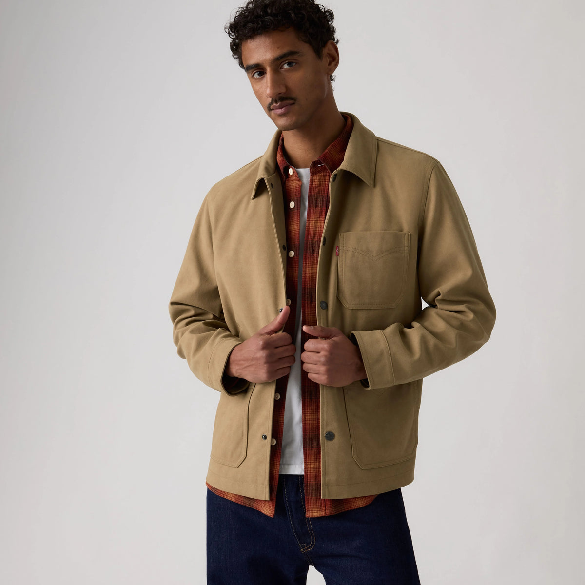 Faux Suede Chore Jacket - Tan - Tan